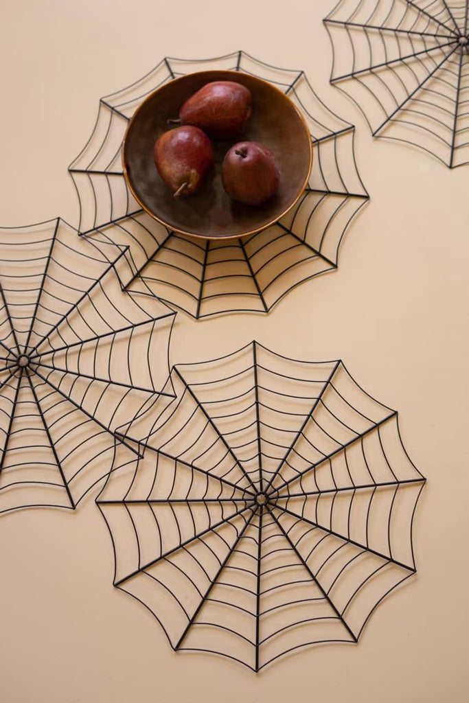 Set of 4 Black Wire Spider Web Placemats