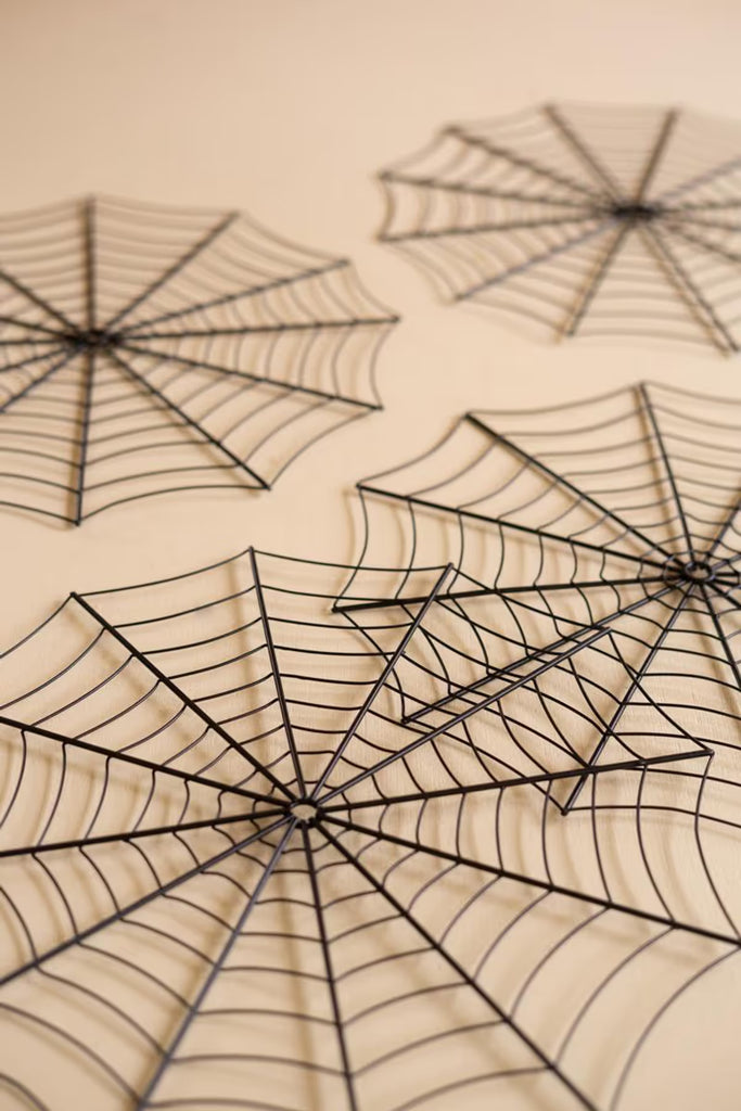 Set of 4 Black Wire Spider Web Placemats