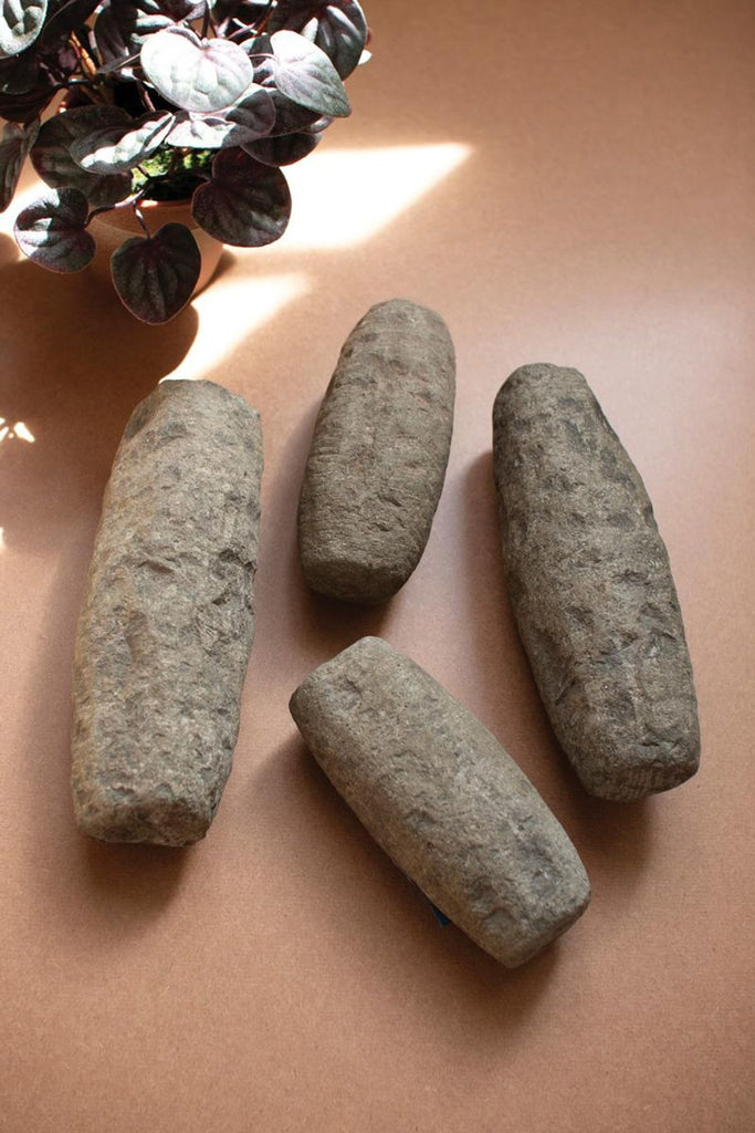 Set of 4 Hand-Carved Stone Pestles
