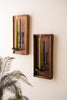 Wooden Wall Sconce with Repurposed Iron Ladle Candle Holder (Set of 2)