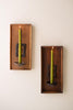 Wooden Wall Sconce with Repurposed Iron Ladle Candle Holder (Set of 2)