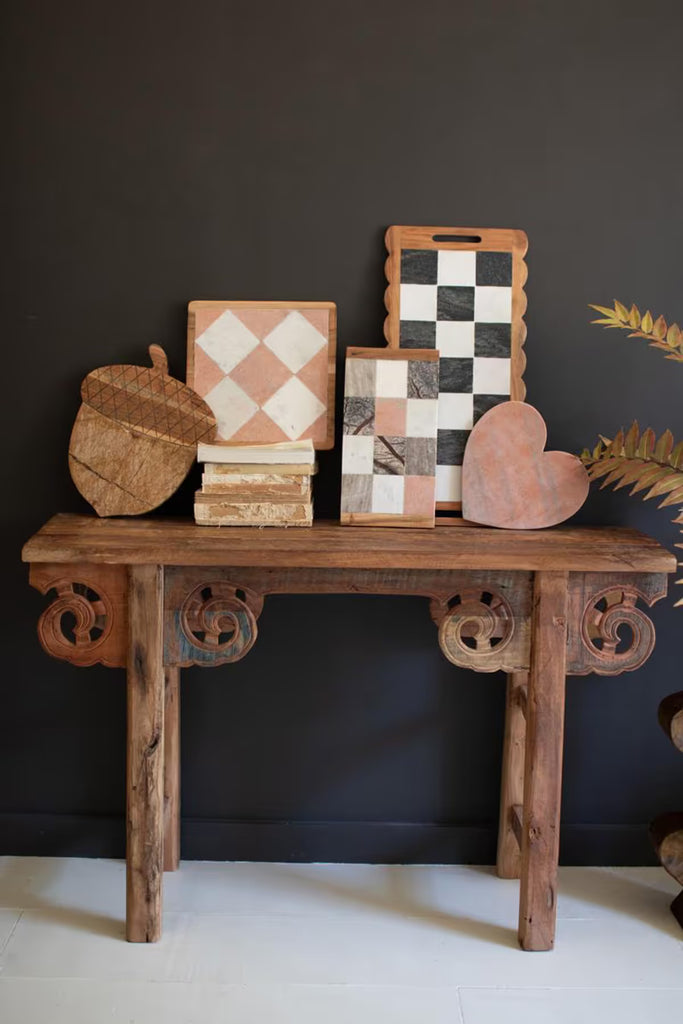 Acacia Wood and Marble Acorn Serving Board