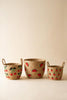 Set of 3 Seagrass Baskets with Embroidered Fruit