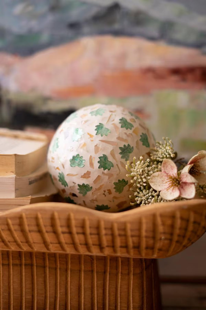 Spun Bamboo Ball with Fan Palm Capiz Shell Detail (Set of 4)