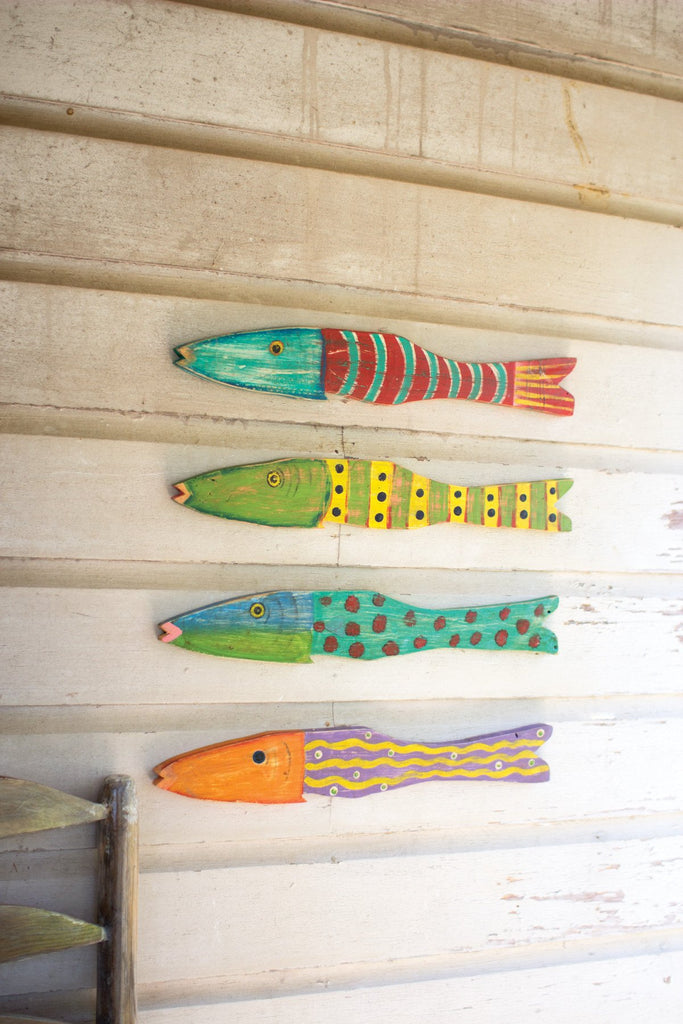 Set of 4 Recycled Wood Antique Fish - Hearts Attic 
