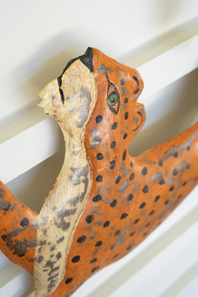 Set Of 2 Hand Hammered Recycled Cheetah And Tiger Wall Hanging - Hearts Attic 