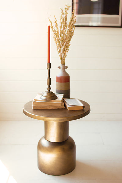 Antique Brass Metal Accent Table - Hearts Attic 