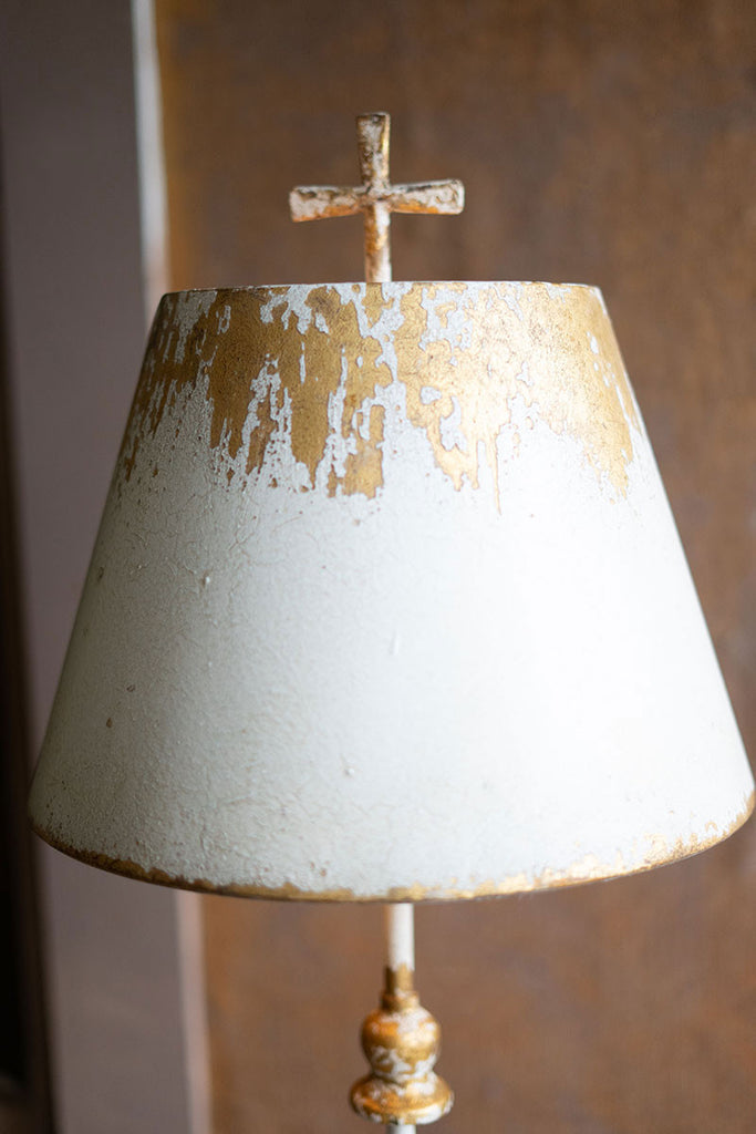 Antique White & Gold Metal Table Lamp - Hearts Attic 