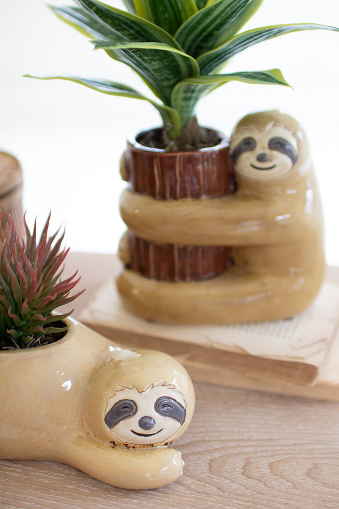 Set Of Two Ceramic Sloth Vases - Hearts Attic 