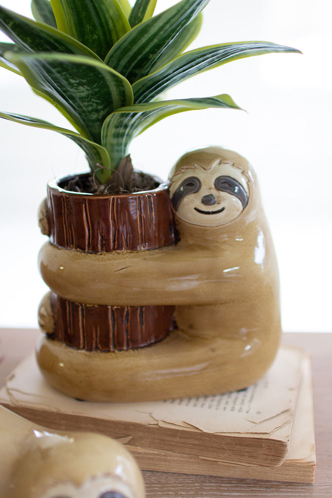 Set Of Two Ceramic Sloth Vases - Hearts Attic 