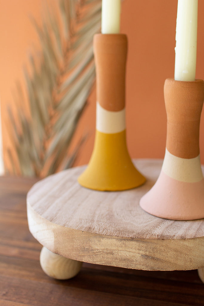 Set Of Two Round Wooden Risers - Hearts Attic 