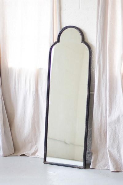 Antique Black Iron Mirror With Arched Top - Hearts Attic 