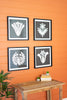 Set Of 4 Framed Black & White Graphic Prints Under Glass - Hearts Attic 