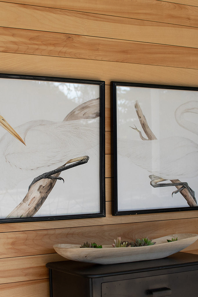 Set Of Two Framed Heron Prints Under Glass - Hearts Attic 