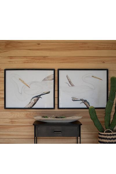 Set Of Two Framed Heron Prints Under Glass - Hearts Attic 