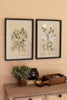 Set Of Two Framed Black Leaves Prints Under Glass - Hearts Attic 