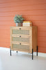 Wood Bedside Table With Three Woven Cane Drawers - Hearts Attic 