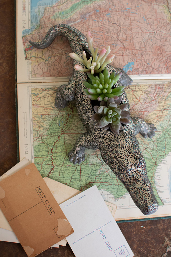 Ceramic Alligator Planter - Hearts Attic 