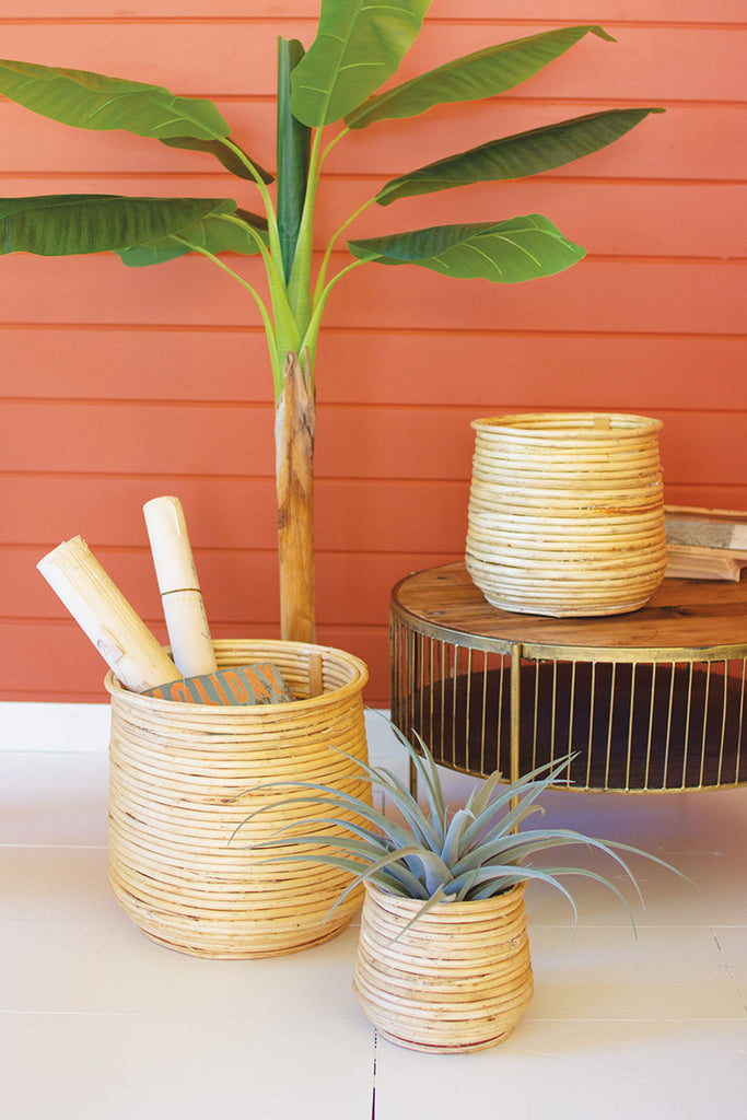 Set Of 3 Woven Willow Planters - Hearts Attic 