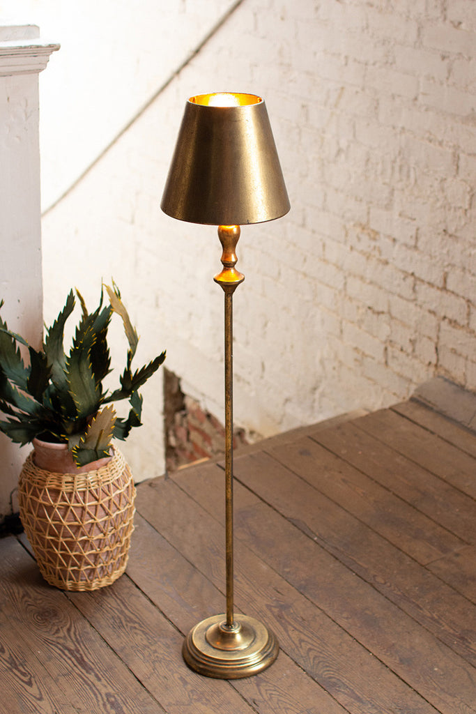 Antique Gold Table Lamp With Metal Shade - Hearts Attic 