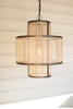 Round Double Layered Woven Fiber And Metal Pendant Light - Hearts Attic 