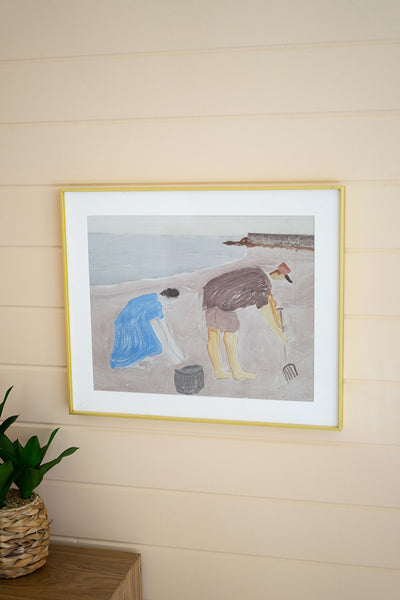 Framed Clam Digging Print Under Glass - Hearts Attic 