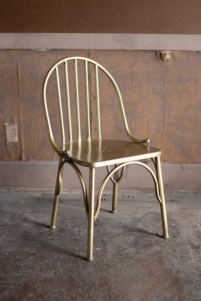 Antique Brass Finish Metal Chair - Hearts Attic 