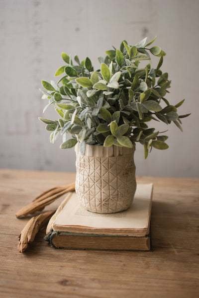 Artificial Sage With Criss Cross White Pot - Hearts Attic 
