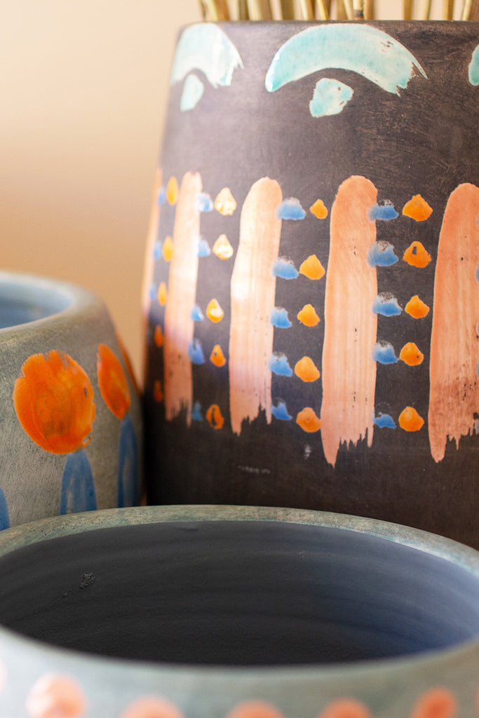 Set Of Three Colorful Ceramic Vases - Hearts Attic 