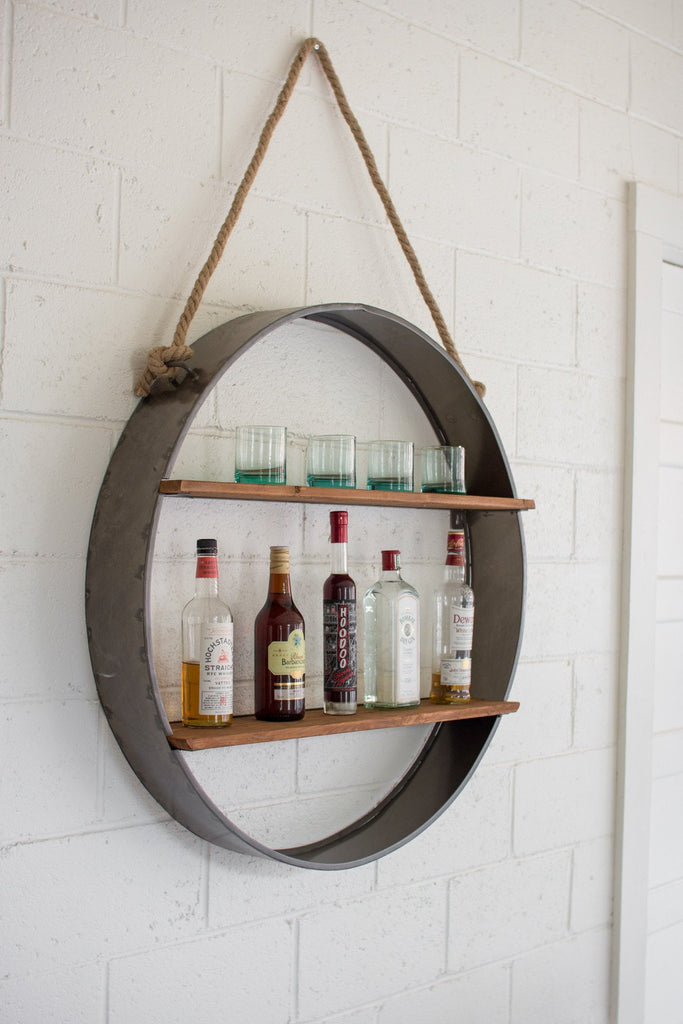 Circle Iron & Wood Hanging Wall Shelf - Hearts Attic 
