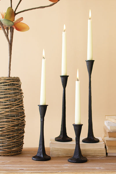 Set Of Four Cast Iron Taper Candle Holders - Black - Hearts Attic 