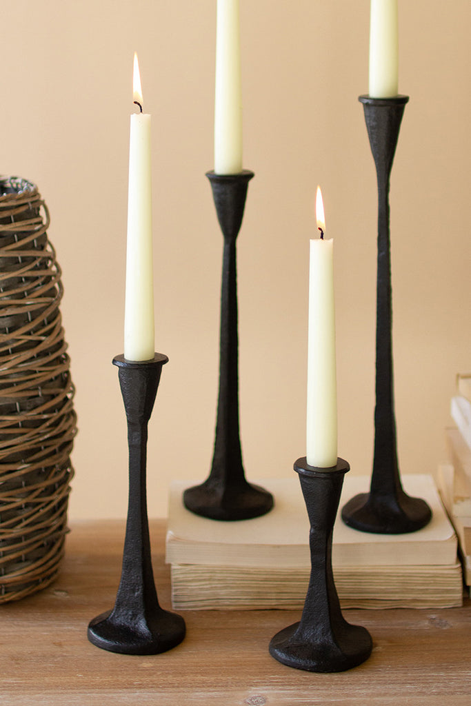 Set Of Four Cast Iron Taper Candle Holders - Black - Hearts Attic 