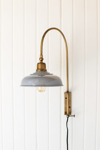 Wall Light With Grey Shade - Hearts Attic 