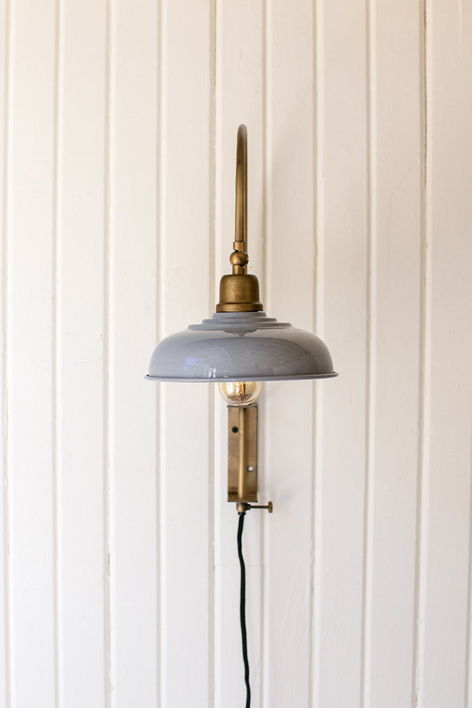 Wall Light With Grey Shade - Hearts Attic 