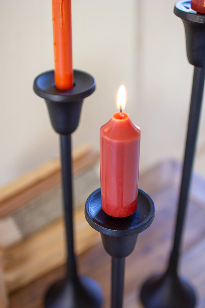 Set Of Three Metal Taper Candle Stands - Black - Hearts Attic 