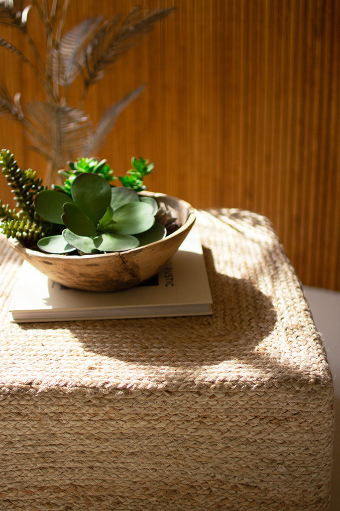 Square Braided Jute Pouf - 20X20 - Hearts Attic 