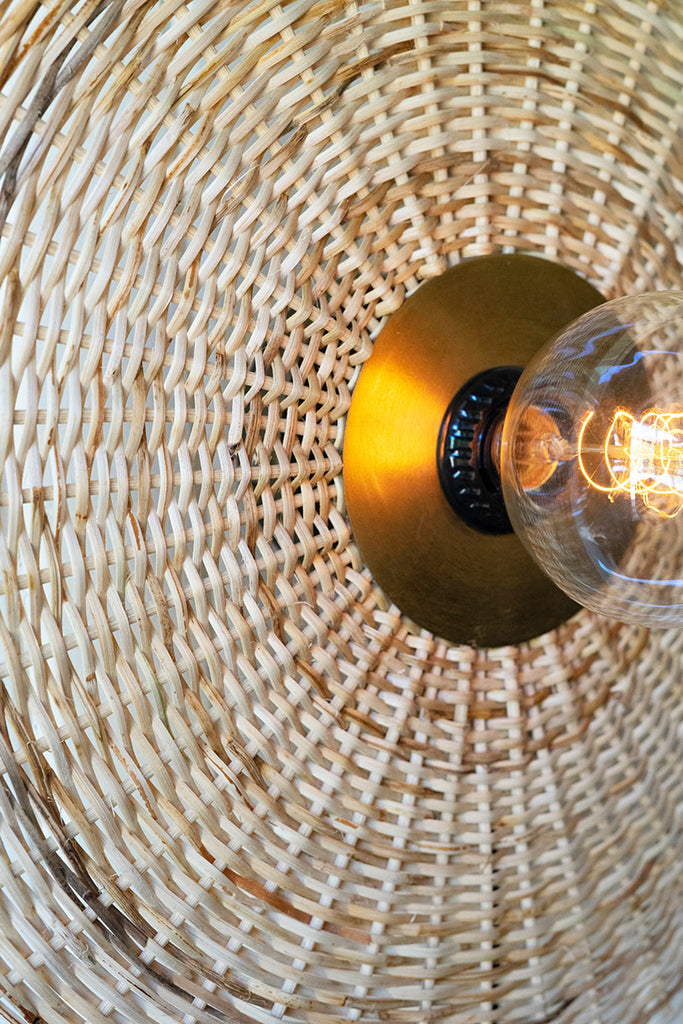 Rattan And Brass Wall Lamp #1 - Hearts Attic 