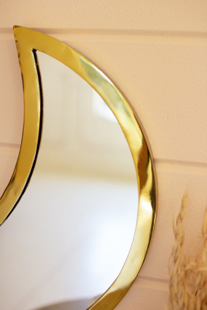 Brass Finish Moon Mirror - Hearts Attic 
