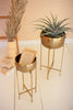 Set Of Two Brass Finish Planters With Stands - Hearts Attic 