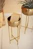 Set Of Two Brass Finish Planters With Stands - Hearts Attic 