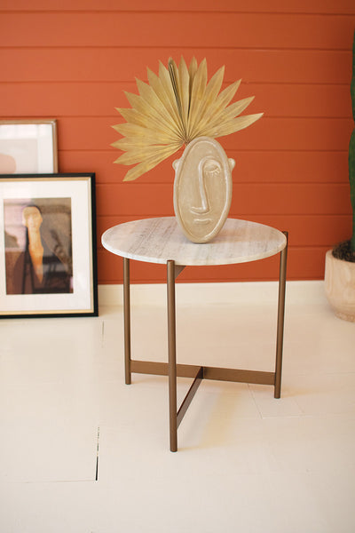 Iron Side Table With Marble Top - Hearts Attic 