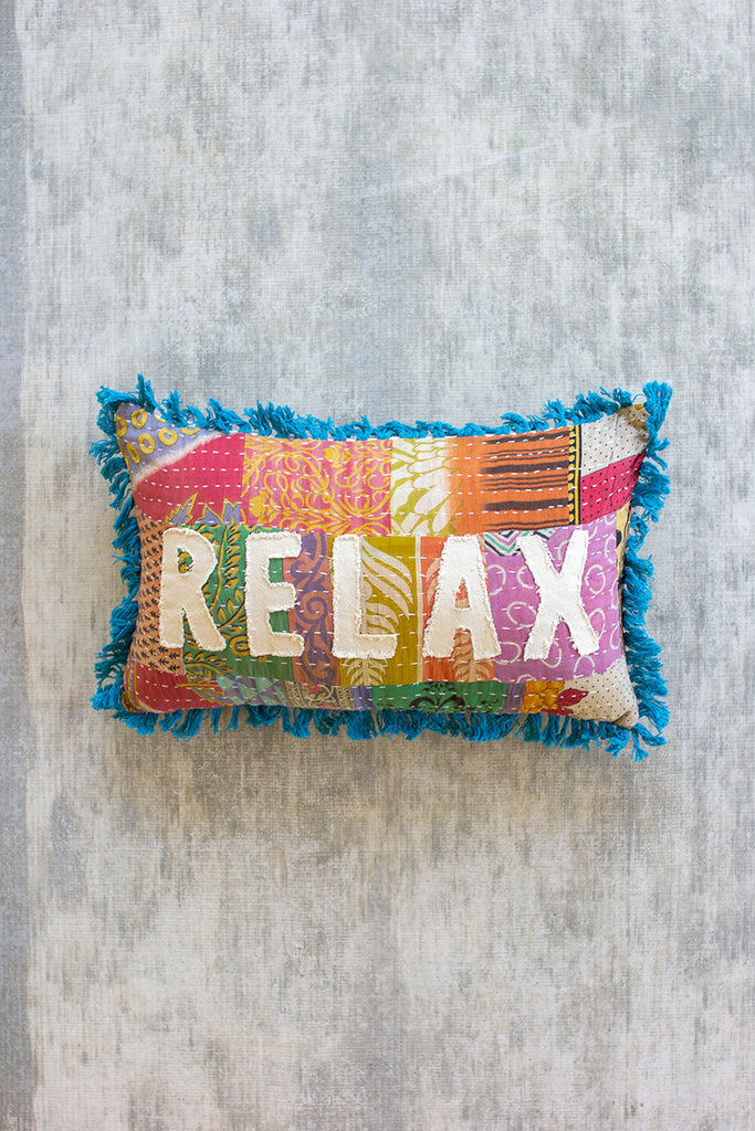 Relax - Kantha Pillow - Hearts Attic 