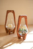 Oval Wood And Glass Lantern - 13" Small - Hearts Attic 
