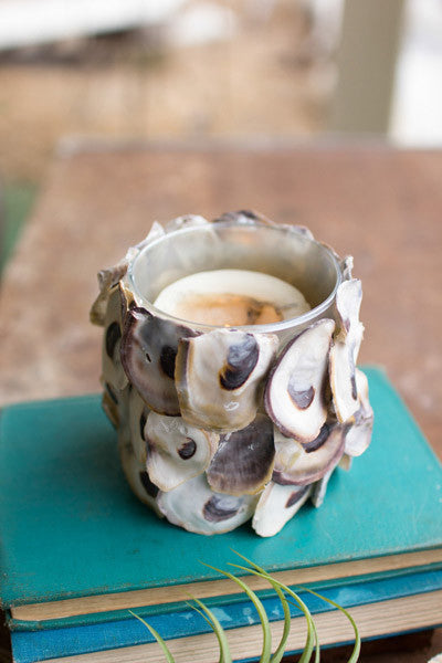 oyster shell for succulents Kalalou Oyster Shell Round Candle Holder
