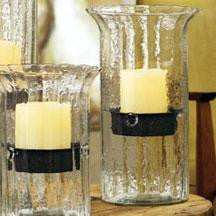 Ribbed Glass Candle Cylinder with Rustic insert - Medium - Hearts Attic 
